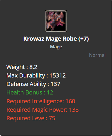 Krowaz Mage Robe +7